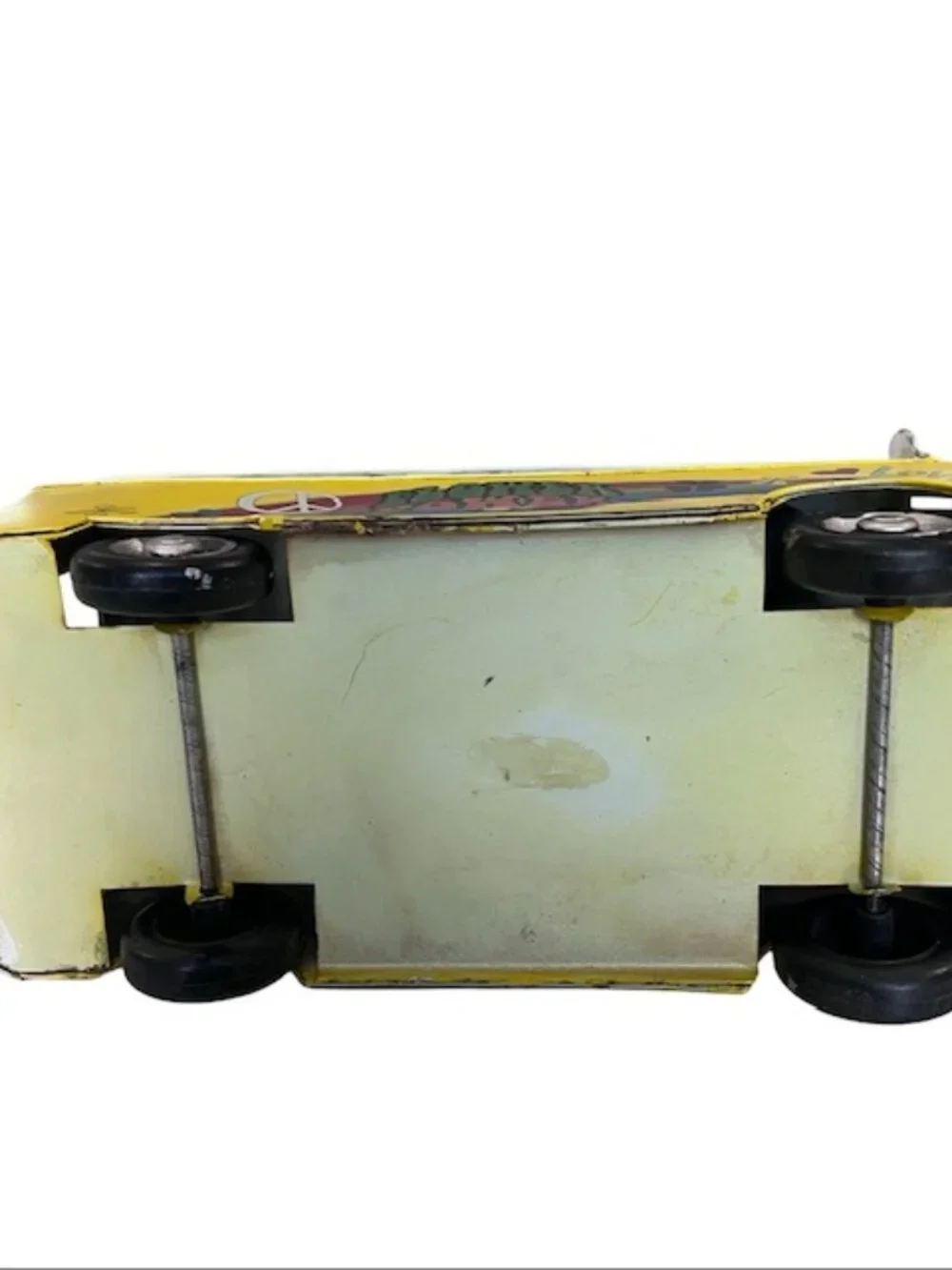 Yellow Tin Vintage Flower Power Hippie Surfer Van Metal VW Camper Decor